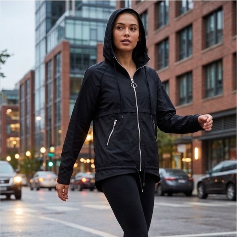 SEEK THE LABEL Black Hooded Zip-Up Jacket. Size XS